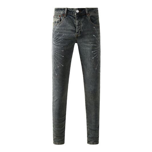 Purple Brand Starburst Rhinestone Slim Jeans 9122