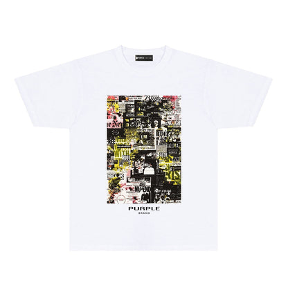 Purple Brand Newspaper Collage Graphic Tee