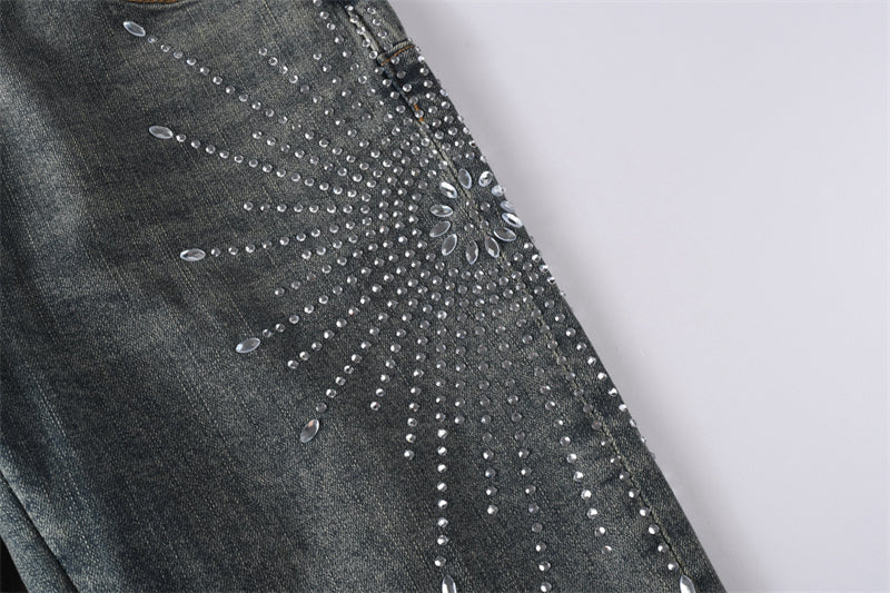 Purple Brand Starburst Rhinestone Slim Jeans 9122