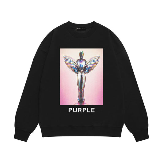 Purple Brand Chrome Angel Graphic Crewneck Sweatshirt