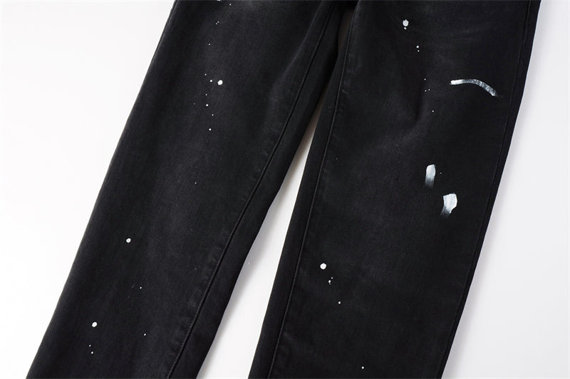 Purple Brand Paint Splatter Slim Jeans 9098