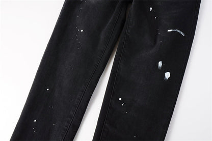 Purple Brand Paint Splatter Slim Jeans 9098