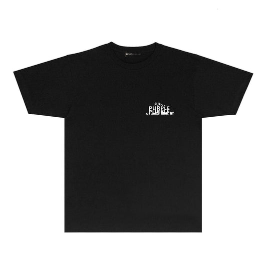 Purple Brand Glitch Stacked Wordmark Back Print Tee