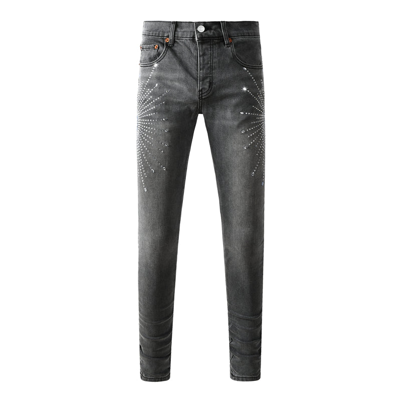 Purple Brand Starburst Rhinestone Slim Jeans 9123