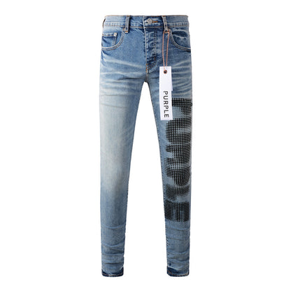 Purple Brand Halftone Dot Print Slim Jeans 9052