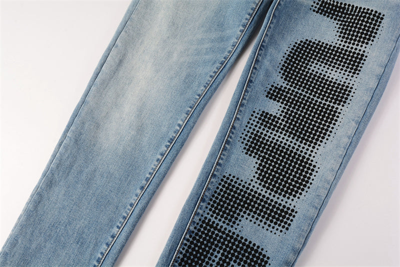 Purple Brand Halftone Dot Print Slim Jeans 9052