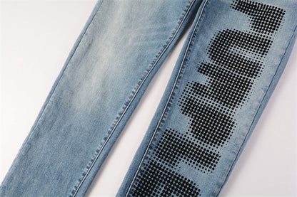 Purple Brand Halftone Dot Print Slim Jeans 9052