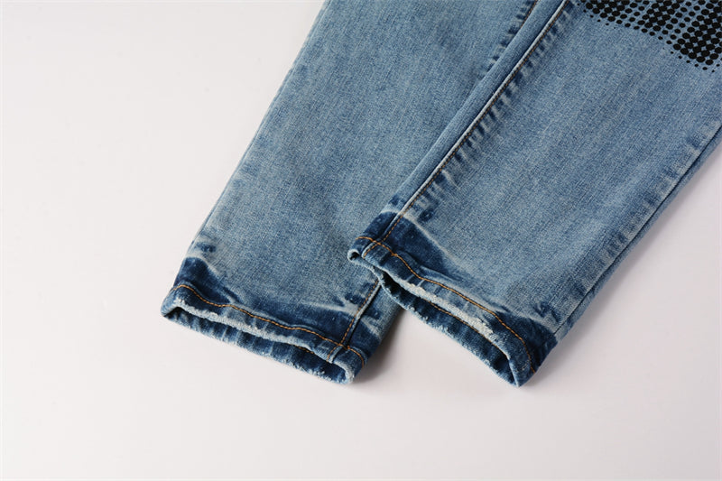 Purple Brand Halftone Dot Print Slim Jeans 9052