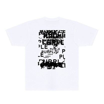 Purple Brand Glitch Stacked Wordmark Back Print Tee