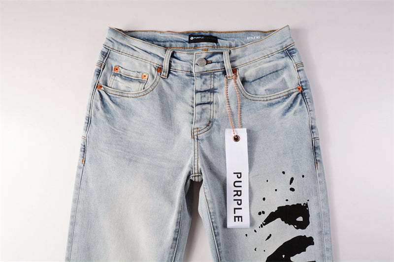 Purple Brand Paint Drip Logo Slim Jeans 9048