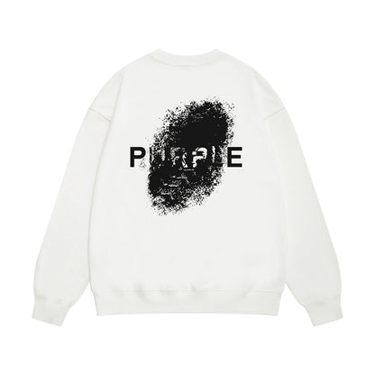 Purple Brand Dissolving Face Back Print Crewneck Sweatshirt