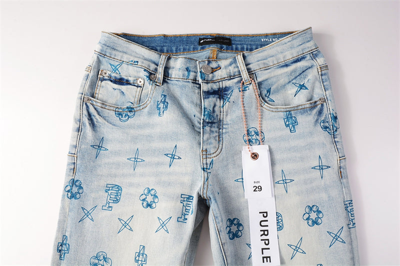 Purple Brand Graffiti Symbol Print Slim Jeans 9063