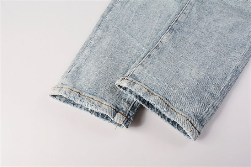 Purple Brand Ice Blue Dual Knee Blowout Slim Jeans 9010