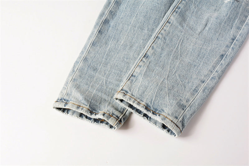 Purple Brand Paint Brush Knee Rip Slim Jeans 9100