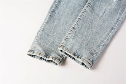 Purple Brand Paint Brush Knee Rip Slim Jeans 9100