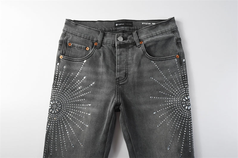 Purple Brand Starburst Rhinestone Slim Jeans 9123