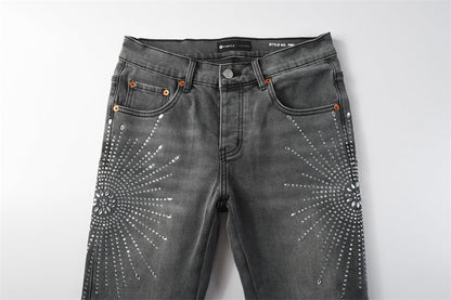Purple Brand Starburst Rhinestone Slim Jeans 9123