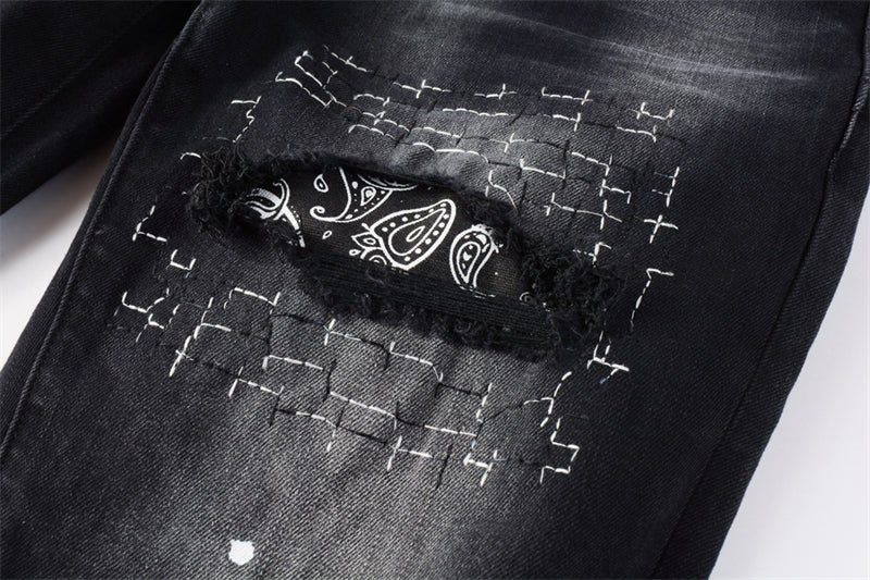 Purple Brand Paisley Embroidery Patch Slim Jeans 9099