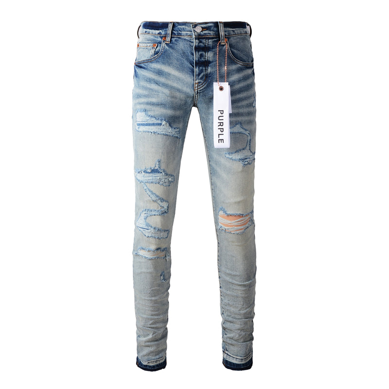 Purple Brand Heavy Multi-Rip Raw Edge Slim Jeans 9013