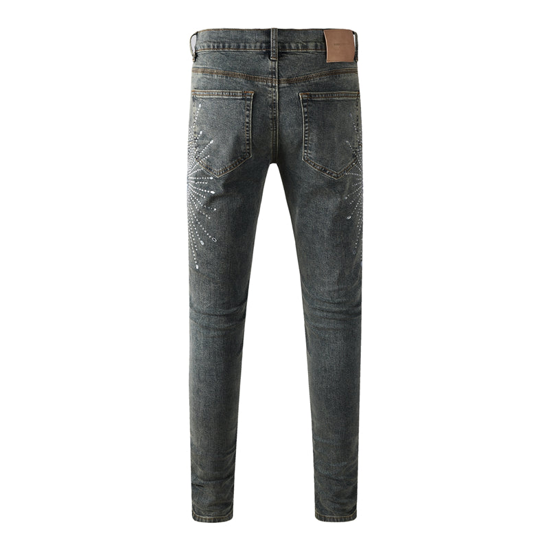 Purple Brand Starburst Rhinestone Slim Jeans 9122