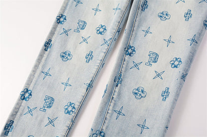 Purple Brand Graffiti Symbol Print Slim Jeans 9063
