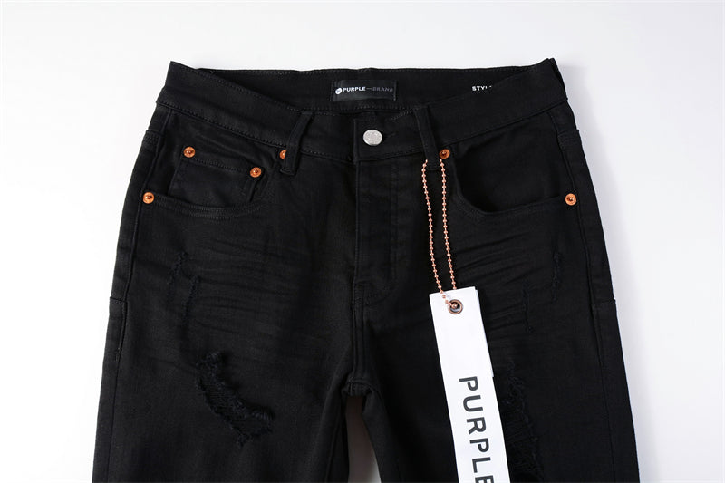 Purple Brand Black Multi-Rip Slim Jeans 9022
