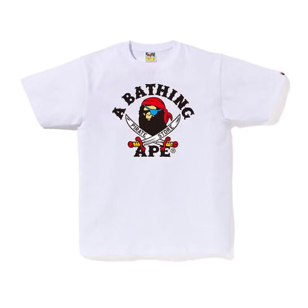 BAPE Ape Pirate Store College Tee White