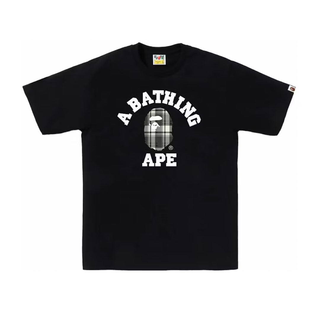 BAPE Check College Tee Black/White
