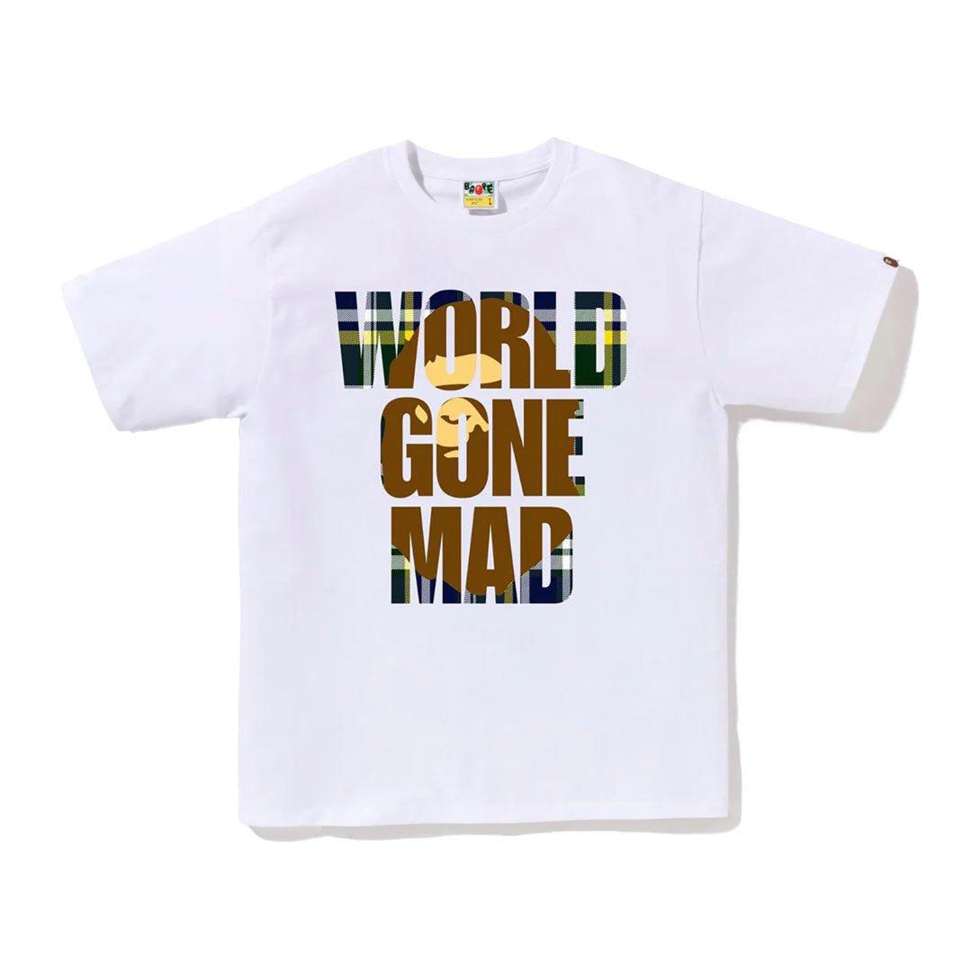 BAPE World Gone Mad Check Tee White