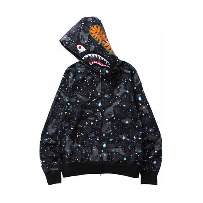 BAPE Space Camo Shark Full Zip Hoodie Black