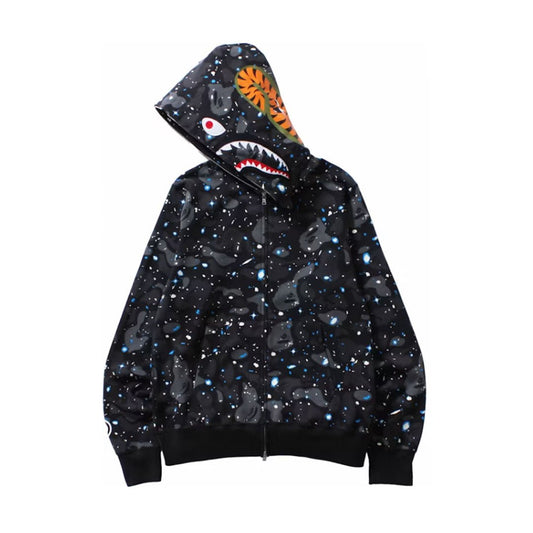 BAPE Space Camo Shark Full Zip Hoodie Black