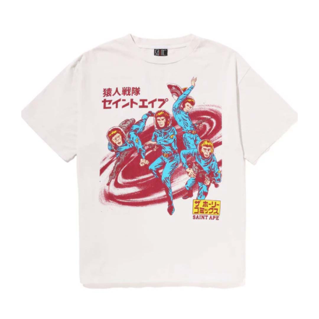 BAPE × Saint Michael Saint Ape Squadron Tee Vintage White
