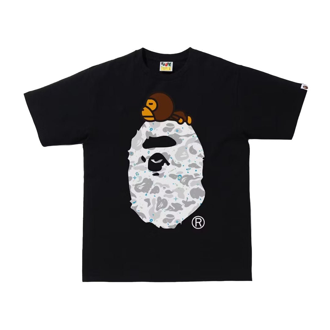 BAPE Space Camo Milo On Big Ape Tee Black