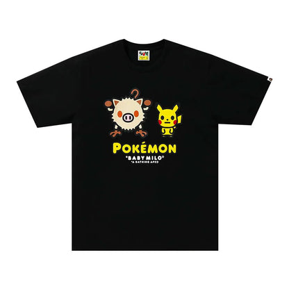 BAPE x Pokemon Baby Milo Lechonk & Pikachu Tee Black