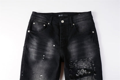 Purple Brand Paisley Embroidery Patch Slim Jeans 9099
