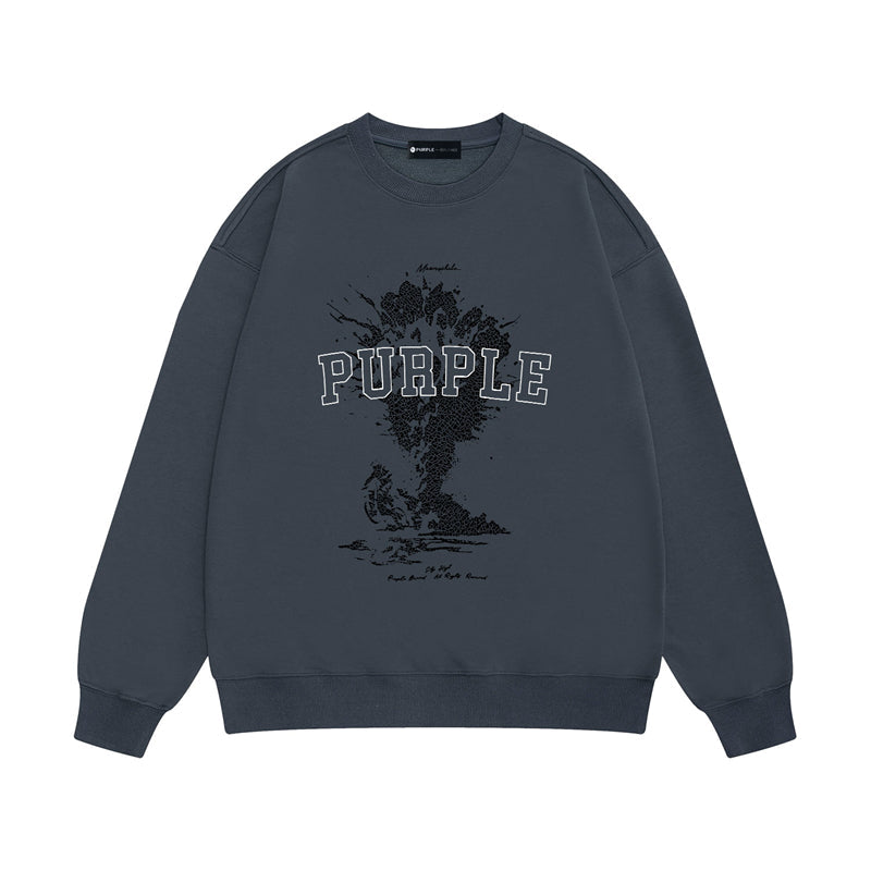 Purple Brand Mushroom Cloud College Crewneck Sweatshirt