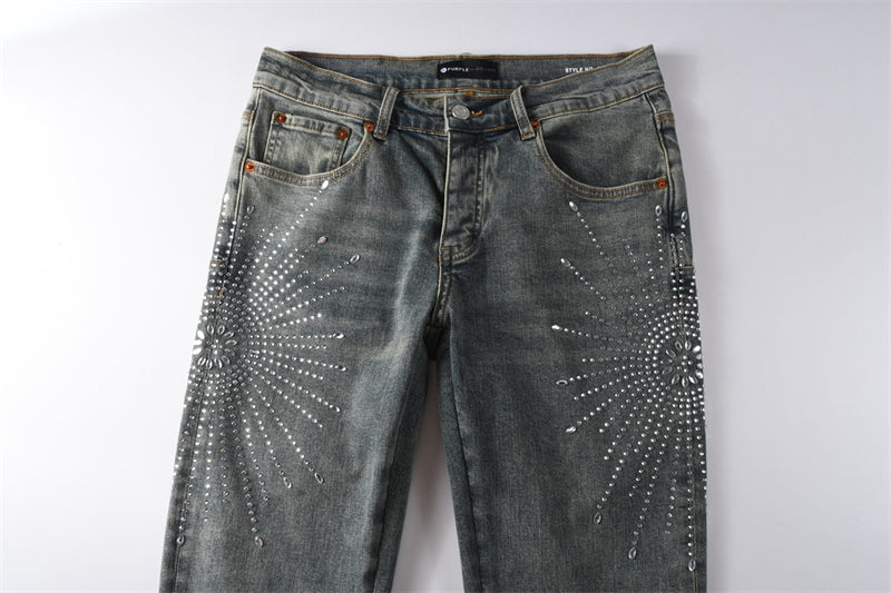 Purple Brand Starburst Rhinestone Slim Jeans 9122