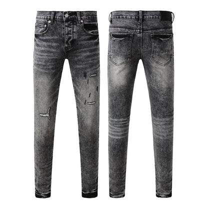 Purple Brand P Logo Slash Cut Slim Jeans 9105