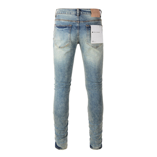 Purple Brand Patchwork Raw Edge Slim Jeans 9015