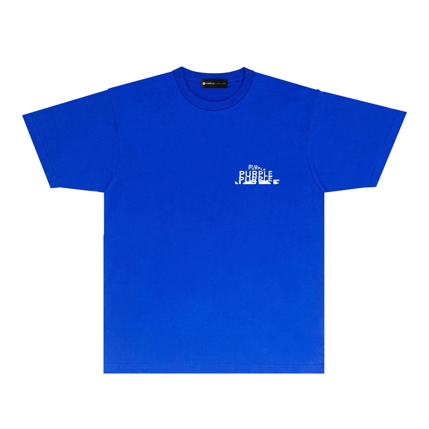 Purple Brand Glitch Stacked Wordmark Back Print Tee