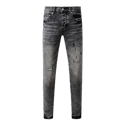 Purple Brand P Logo Slash Cut Slim Jeans 9105