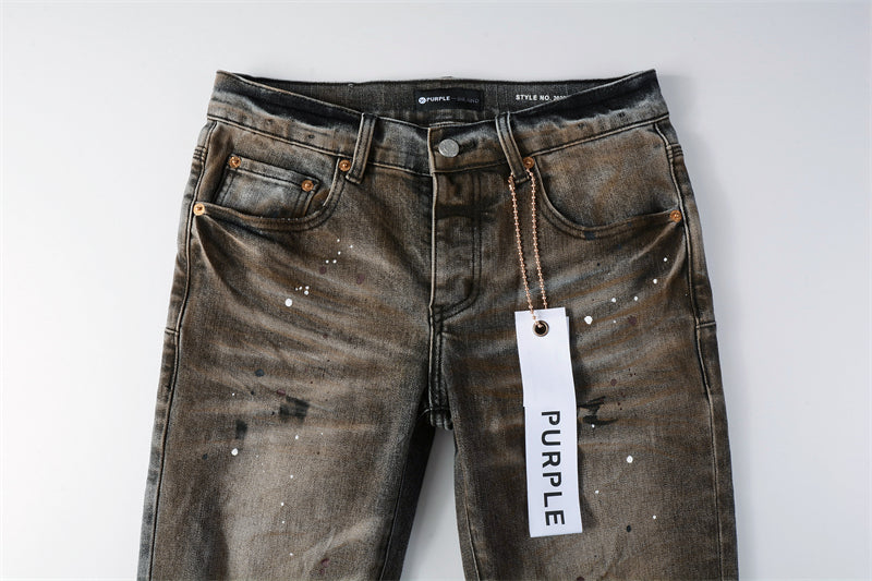 Purple Brand Aged Copper Dual Knee Rip Slim Jeans 9031