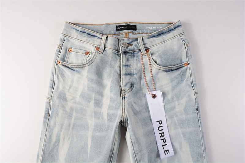 Purple Brand Ice Blue Cloud Bleach Slim Jeans 7017