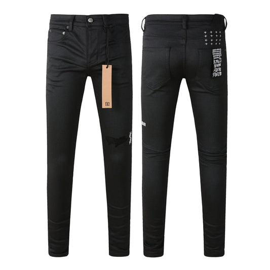 Ksubi Royalty Pure Black White Script White Cross Rivet Jeans 3020