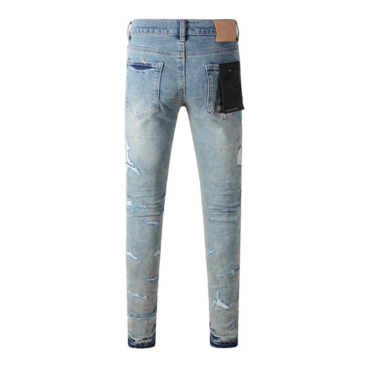 Purple Brand Multi-Color Paint Splatter Rip Slim Jeans 9072