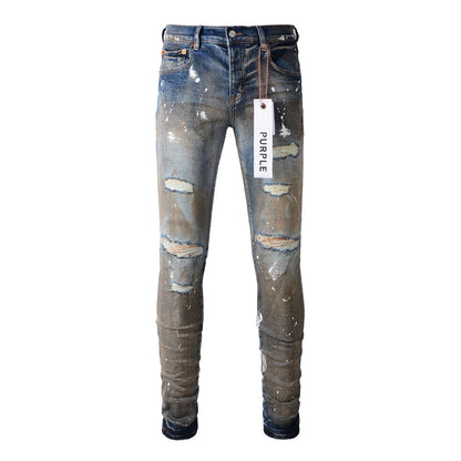 Purple Brand Mud Wash Multi-Rip Paint Splatter Slim Jeans 9012