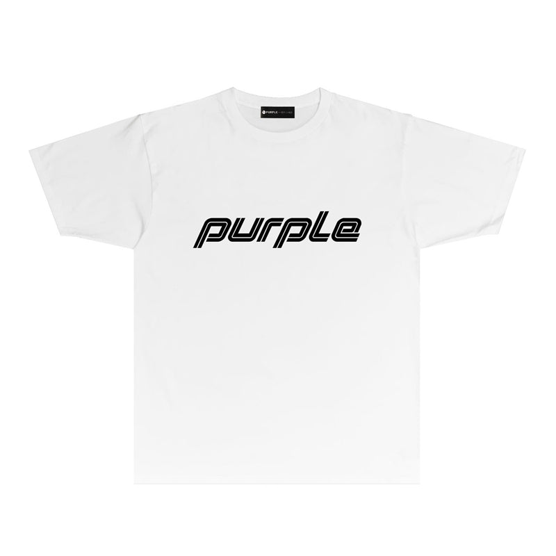 Purple Brand Italic Outline Script Logo Tee