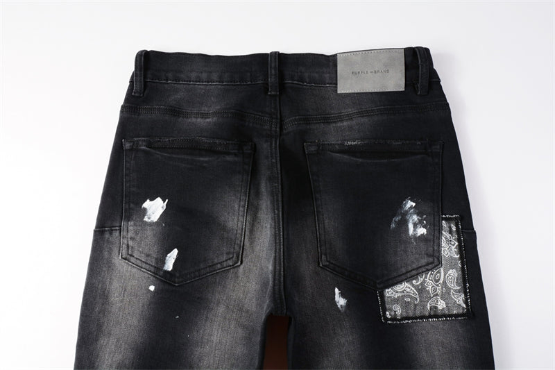 Purple Brand Paisley Embroidery Patch Slim Jeans 9099