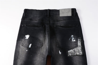 Purple Brand Paisley Embroidery Patch Slim Jeans 9099