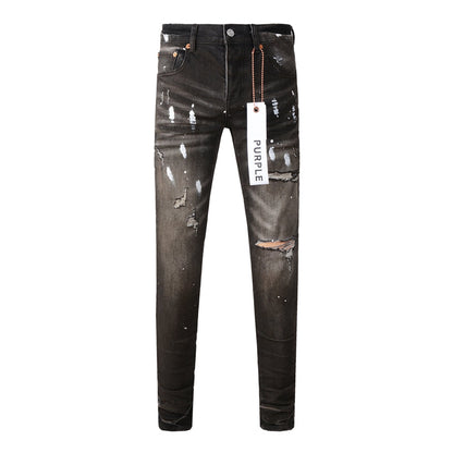 Purple Brand Waxed Paint Stroke Multi-Rip Slim Jeans 9030